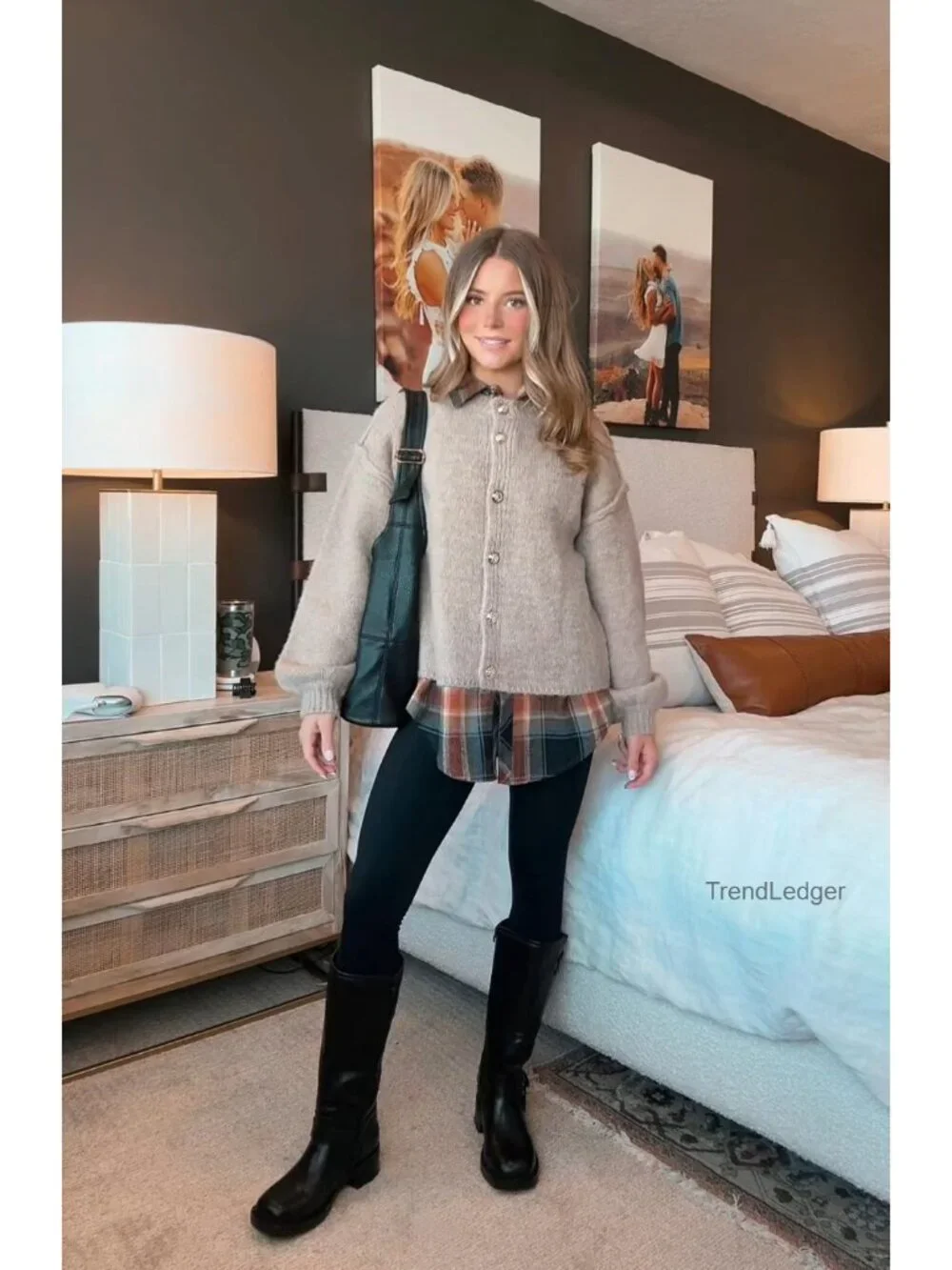Cardigan Sweaters for Women Long Sleeve Button Up Knit Oversized with Lantern